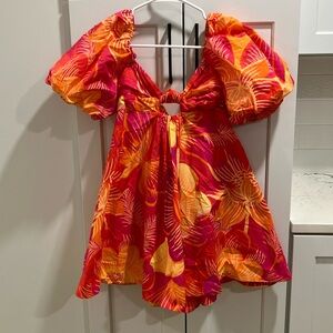 NWT Farm Rio Women's Summer Garden Ombre 100% Cotton Off the Shoulder Mini Dress